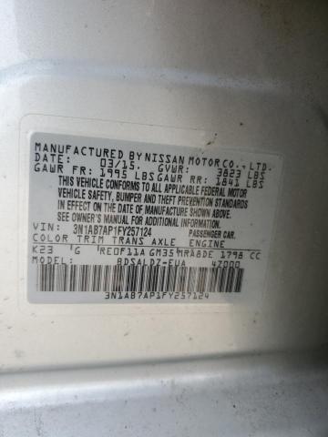 3N1AB7AP1FY257124 - 2015 NISSAN SENTRA S SILVER photo 12