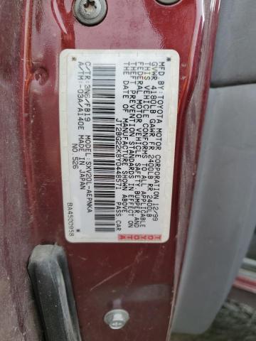 JT2BG22K8Y0448571 - 2000 TOYOTA CAMRY CE RED photo 12