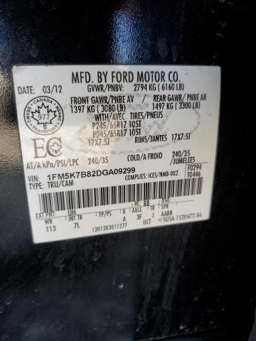 1FM5K7B82DGA09299 - 2013 FORD EXPLORER BLACK photo 13