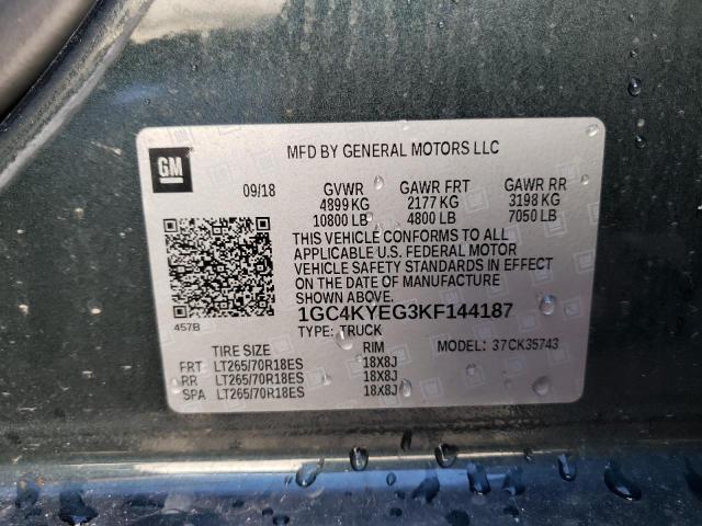 1GC4KYEG3KF144187 - 2019 CHEVROLET SILVERADO K3500 HIGH COUNTRY CHARCOAL photo 12