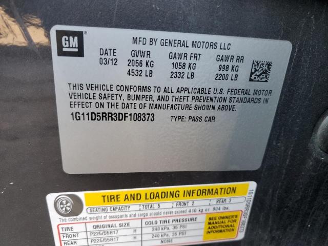 1G11D5RR3DF108373 - 2013 CHEVROLET MALIBU 1LT ნაცრისფერი ფოტო 12