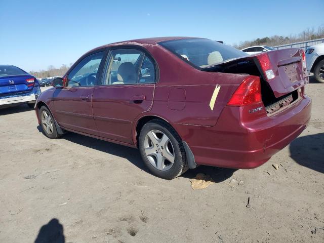 2HGES25884H630491 - 2004 HONDA CIVIC EX BURGUNDY photo 2