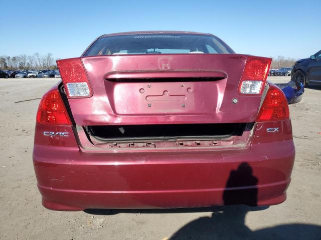 2HGES25884H630491 - 2004 HONDA CIVIC EX BURGUNDY photo 6