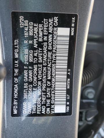 SHHFK7H4XMU409505 - 2021 HONDA CIVIC SPORT Сұр фото 12