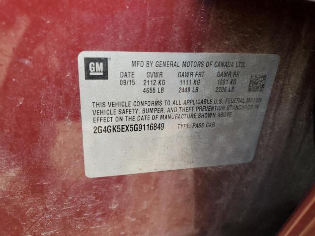 2G4GK5EX5G9116849 - 2016 BUICK REGAL 勃艮第红 照片 12