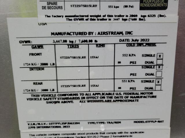 1STTFYL25PJ562294 - 2023 AIRSTREAM CAMPER SILVER photo 10