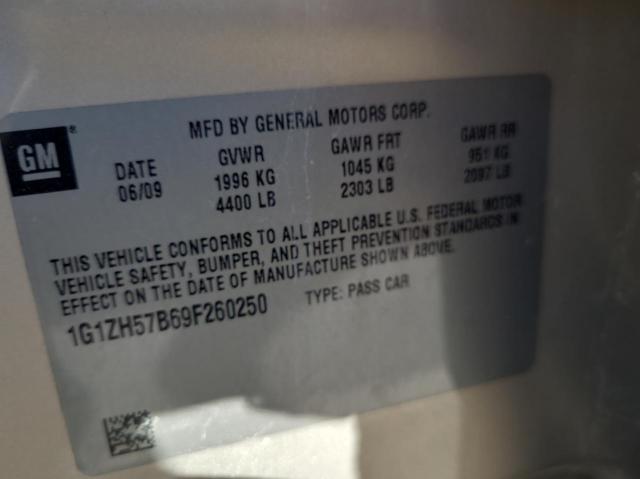 1G1ZH57B69F260250 - 2009 CHEVROLET MALIBU 1LT ოქროსფერი ფოტო 10