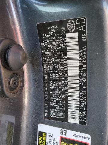 2T1BU4EE8CC843818 - 2012 TOYOTA COROLLA BASE CHARCOAL photo 12