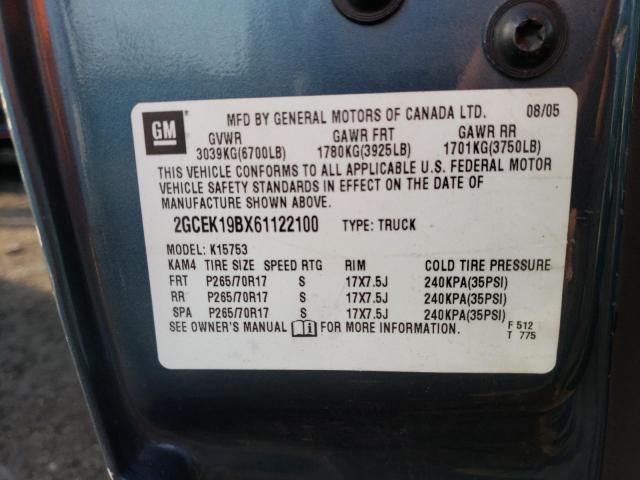 2GCEK19BX61122100 - 2006 CHEVROLET SILVERADO K1500 BLUE photo 12