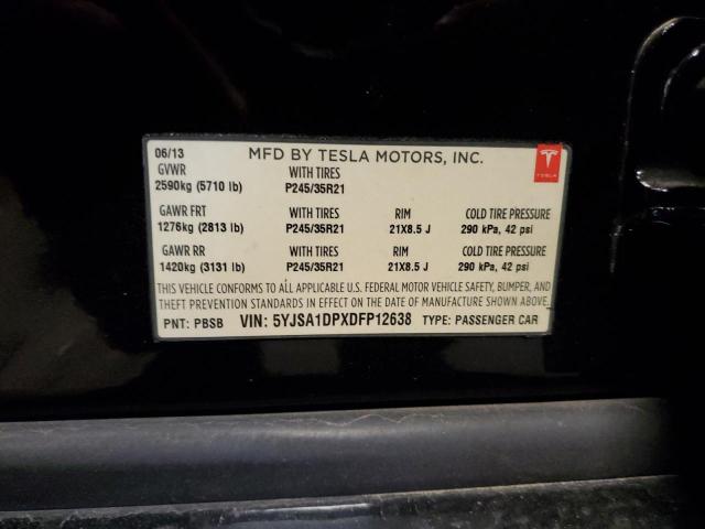 5YJSA1DPXDFP12638 - 2013 TESLA MODEL S შავი ფოტო 12