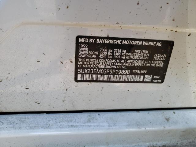 5UX23EM03P9P19898 - 2023 BMW X7 XDRIVE40I WHITE photo 13