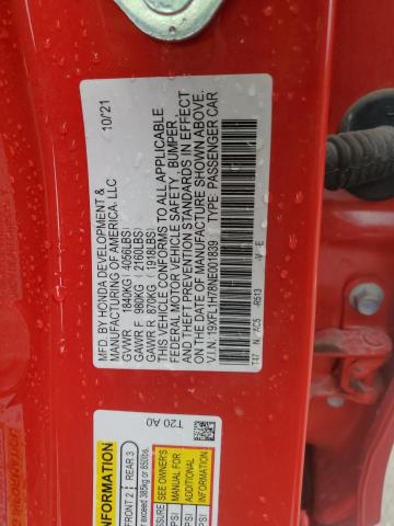 19XFL1H78NE001839 - 2022 HONDA CIVIC EXL წითელი ფოტო 13