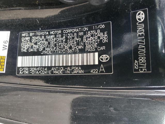 JTKDE177470188715 - 2007 TOYOTA SCION TC 黑色 照片 12