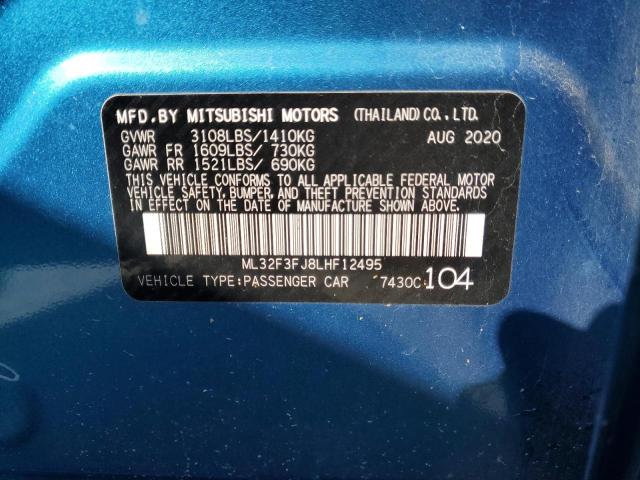 ML32F3FJ8LHF12495 - 2020 MITSUBISHI MIRAGE G4 ES BLUE photo 13