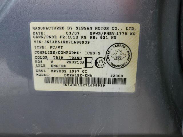 3N1AB61EX7L688939 - 2007 NISSAN SENTRA 2.0 SILVER photo 13