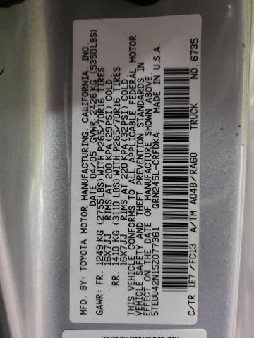 5TEUU42N15Z077361 - 2005 TOYOTA TACOMA ACCESS CAB ნაცრისფერი ფოტო 13