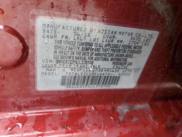 3N1CE2CPXJL370740 - 2018 NISSAN VERSA NOTE S RED photo 13