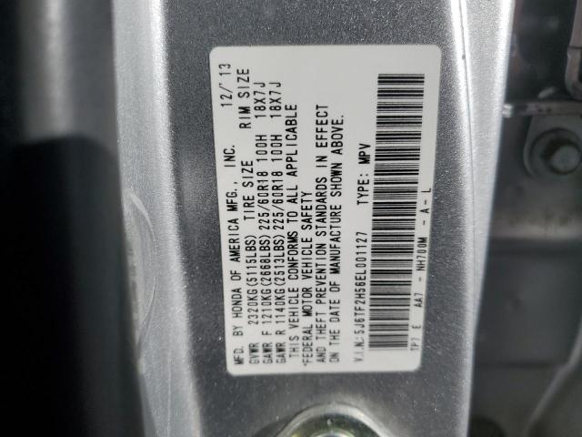 5J6TF2H56EL001127 - 2014 HONDA CROSSTOUR EXL ვერცხლისფერი ფოტო 12