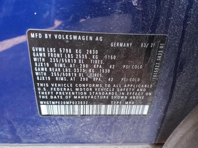 WVGTMPE20MP023632 - 2021 VOLKSWAGEN ID.4 PRO S ლურჯი ფოტო 12