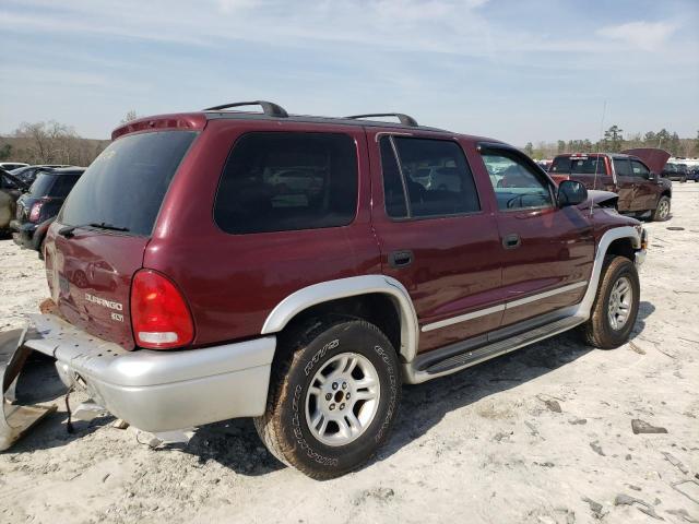 1D4HS58N33F532759 - 2003 DODGE DURANGO R/ SLT PLUS BURGUNDY photo 3