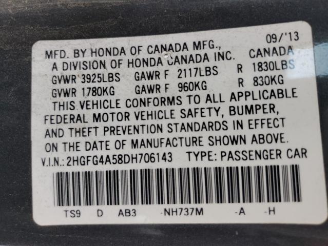 2HGFG4A58DH706143 - 2013 HONDA CIVIC SI GRAY photo 13