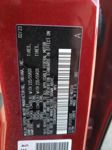 5TDKDRAH4PS022712 - 2023 TOYOTA HIGHLANDER L RED photo 13