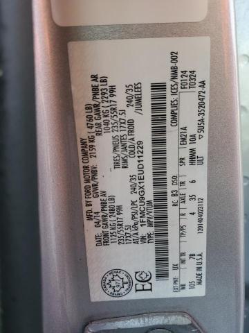 1FMCU9GX1EUD11229 - 2014 FORD ESCAPE SE SILVER photo 12