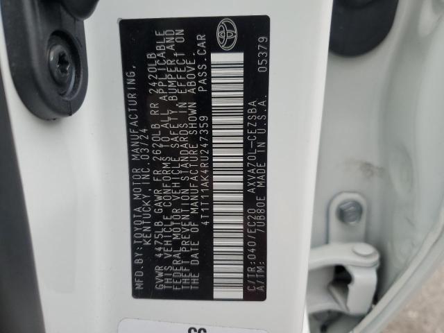 4T1T11AK4RU247359 - 2024 TOYOTA CAMRY SE NIGHT SHADE WHITE photo 12