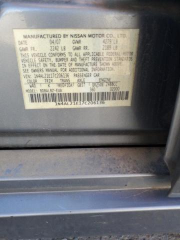 1N4AL21E17C206136 - 2007 NISSAN ALTIMA 2.5 GRAY photo 12