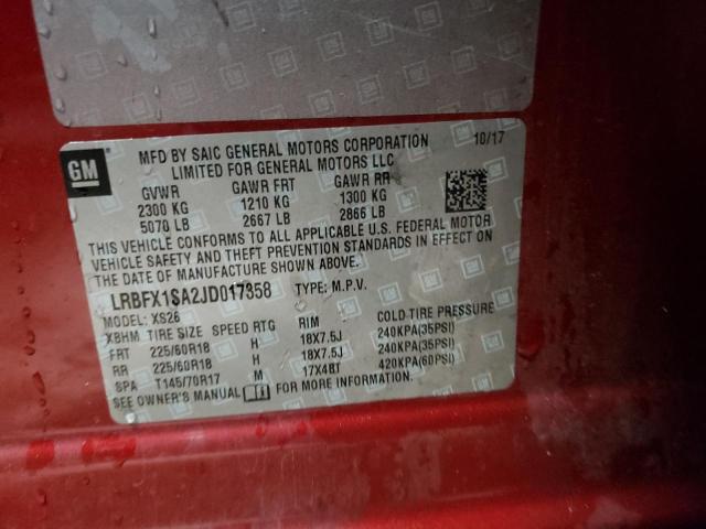 LRBFX1SA2JD017358 - 2018 BUICK ENVISION ESSENCE Qırmızı foto 12