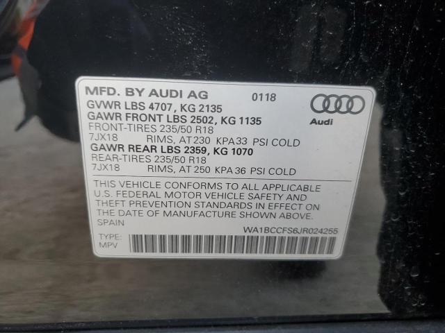 WA1BCCFS6JR024255 - 2018 AUDI Q3 PREMIUM BLACK photo 13