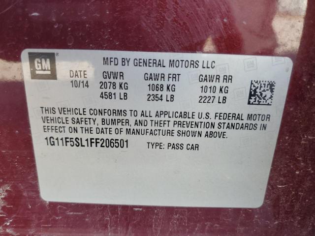 1G11F5SL1FF206501 - 2015 CHEVROLET MALIBU LTZ MAROON photo 13