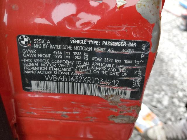 WBABJ632XRJD34212 - 1994 BMW 325 IC AUTOMATIC Կարմիր լուսանկար 13