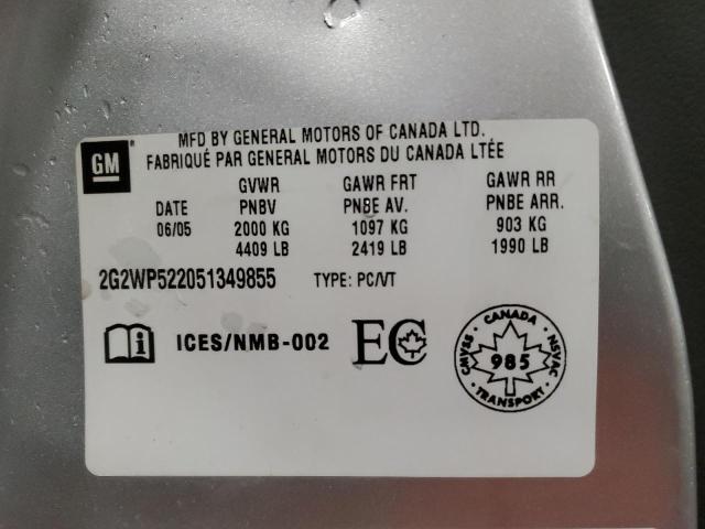 2G2WP522051349855 - 2005 PONTIAC GRAND PRIX 银色 照片 12