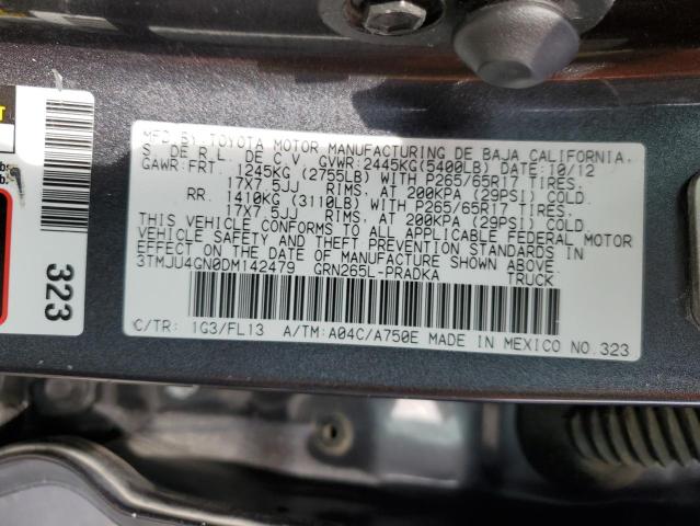 3TMJU4GN0DM142479 - 2013 TOYOTA TACOMA DOUBLE CAB PRERUNNER CHARCOAL photo 12