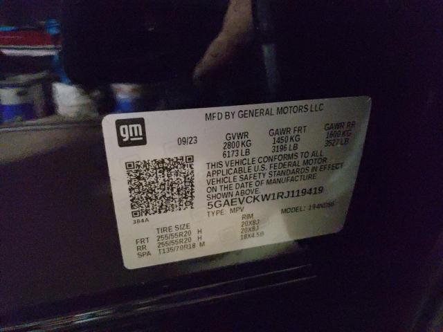 5GAEVCKW1RJ119419 - 2024 BUICK ENCLAVE AVENIR შავი ფოტო 12