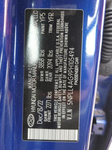 5NPLL4AG9PH105494 - 2023 HYUNDAI ELANTRA SE BLUE photo 12