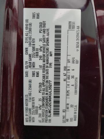 5LMCJ2C90KUL35277 - 2019 LINCOLN MKC SELECT მუქწითელი ფოტო 14