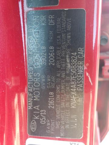 KNAFX4A87E5083824 - 2014 KIA FORTE EX RED photo 12