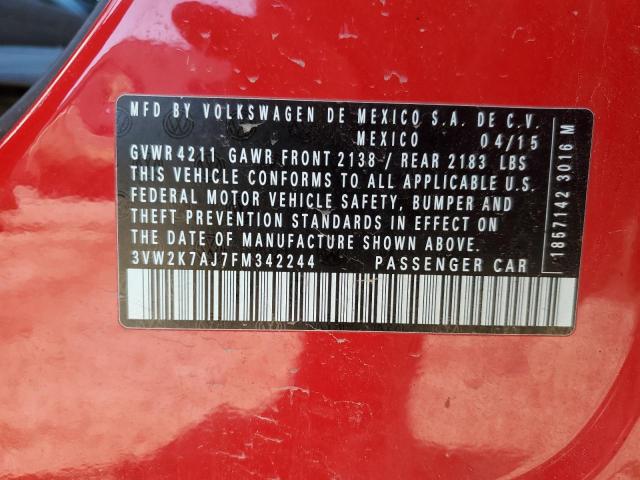 3VW2K7AJ7FM342244 - 2015 VOLKSWAGEN JETTA BASE Qırmızı foto 13