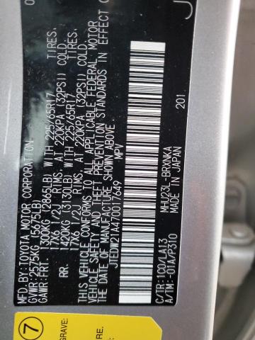 JTEDW21A470017649 - 2007 TOYOTA HIGHLANDER HYBRID SILVER photo 13