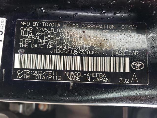 JTDKB20U573284591 - 2007 TOYOTA PRIUS BLACK photo 12