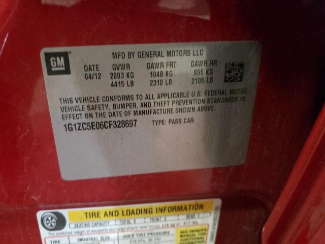 1G1ZC5E06CF328697 - 2012 CHEVROLET MALIBU 1LT RED photo 12