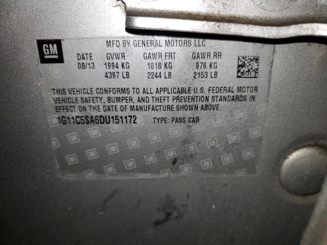 1G11C5SA6DU151172 - 2013 CHEVROLET MALIBU 1LT 银色 照片 12