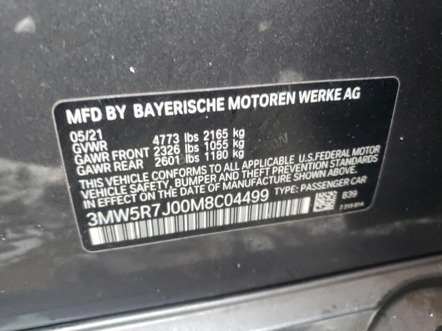 3MW5R7J00M8C04499 - 2021 BMW 330XI CHARCOAL photo 13