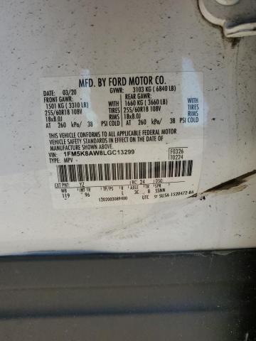 1FM5K8AW8LGC13299 - 2020 FORD EXPLORER POLICE INTERCEPTOR ორფეროვანი ფოტო 13