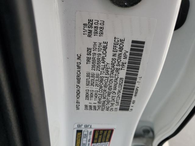 5J8TC2H79KL026228 - 2019 ACURA RDX ADVANCE WHITE photo 13