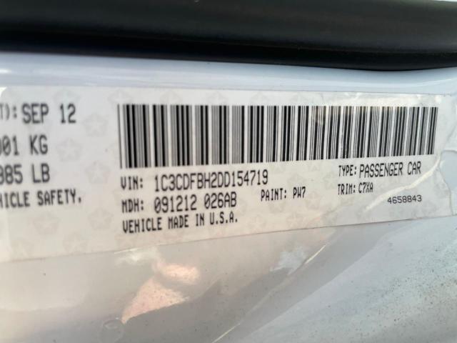 1C3CDFBH2DD154719 - 2013 DODGE DART SXT WHITE photo 10