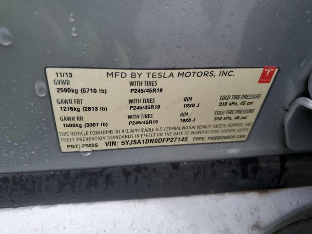 5YJSA1DN9DFP27145 - 2013 TESLA MODEL S SILVER photo 12