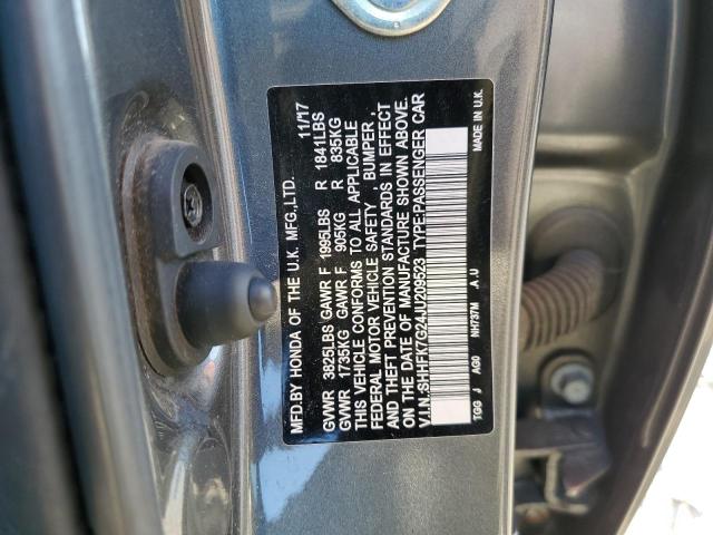 SHHFK7G24JU209523 - 2018 HONDA CIVIC LX GRAY photo 12